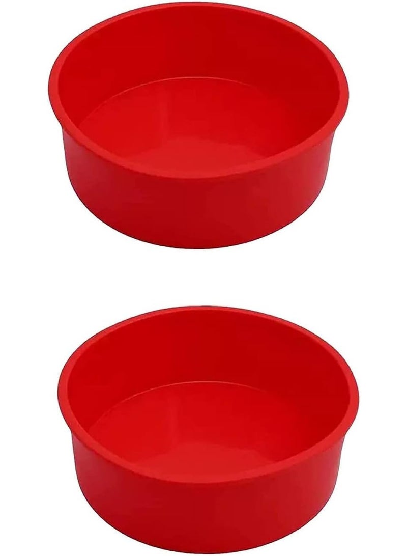 2pcs 6 بوصة قوالب كعكة السيليكون للخبز ، كعكة مستديرة الخبز وعاء غير عصا الإفراج السريع مناسبة لكعكة الشوكولاته كعكة براوني كعكة البودينغ (6 بوصة) - Image 1